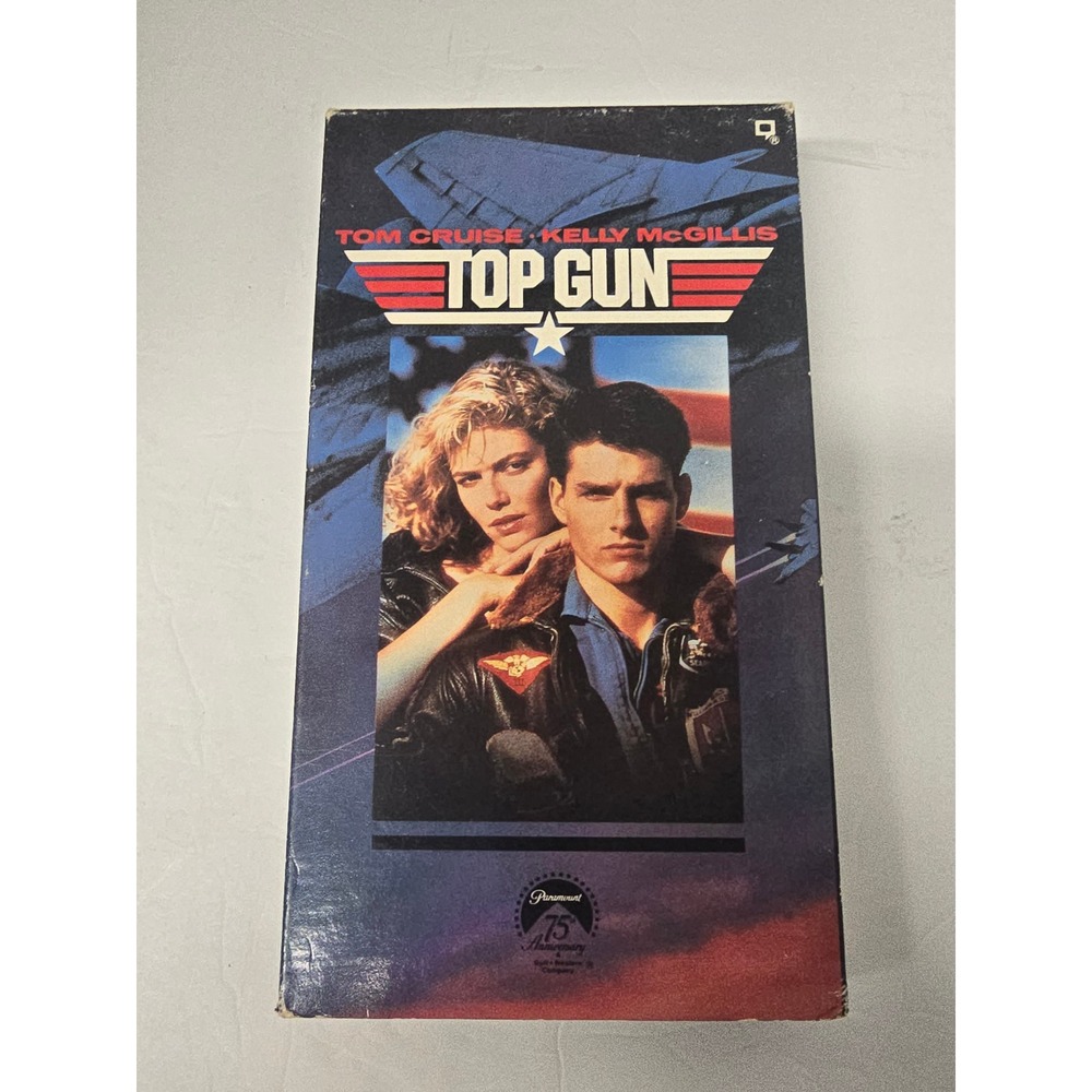 Vintage Top Gun VHS 1987 Paramount 75th Anniv Tom Cruise Kelly McGillis Action